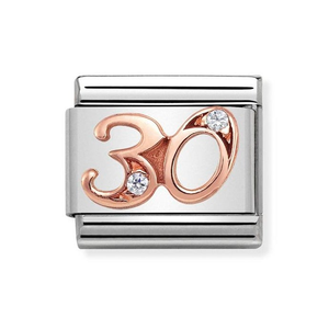 Classic Rose Gold Number 30 Charm