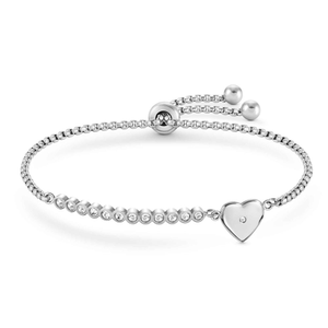 Milleluci Stainless Steel CZ Heart Bracelet
