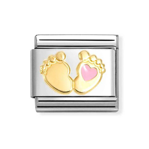 Classic Gold & Enamel Pink Baby Foot Charm