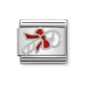Classic Silver Red Candy Cane Charm