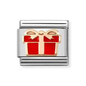 Classic Rose Gold Red Gift Box Charm