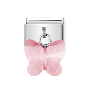 Classic CZ Pink Butterfly Pendant Charm