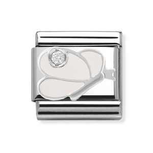 Classic Silver CZ & Enamel White Butterfly Charm