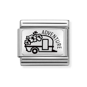 Classic Silver Caravan with Flowers Charm