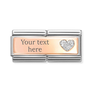 Classic Rose Gold Heart Glitter Double Charm