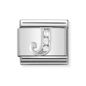 Classic Silver & CZ Letter J Charm