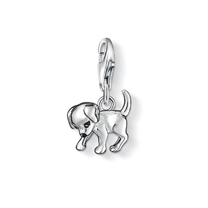 Classic Silver Enamel Puppy Dog Charm