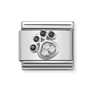 Classic My Family Sparkling Paw Print Charm