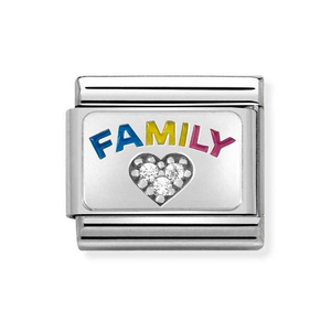 Classic Silver Family with CZ Heart Charm