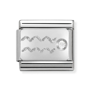 Classic Silver & CZ Aquarius Charm