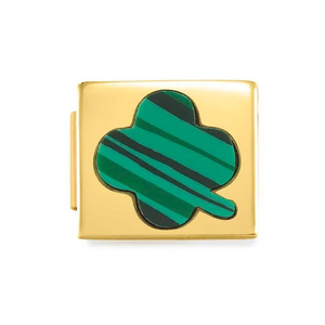 GLAM Gold Malachite Lucky Clover Charm