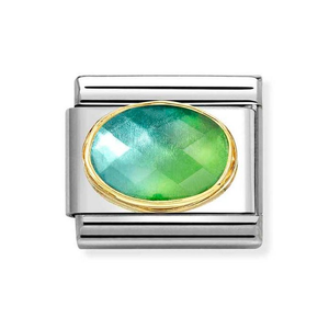 Classic Gold Faceted Blue & Green Charm