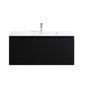 Badkamermeubel Yuki 100cm mat zwart inclusief wastafel met kraangat mat wit