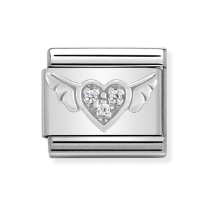 Classic Silver & CZ Winged Heart Charm