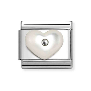 Classic Silver White Mother of Pearl Heart Charm