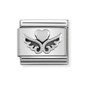 Classic Silver Angel Heart Charm