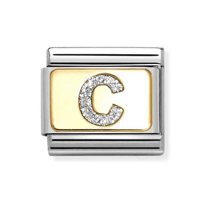 Classic Gold Glitter Letter C Charm
