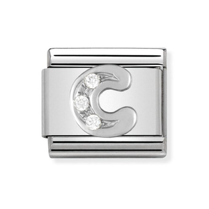 Classic Silver & CZ Letter C Charm