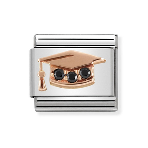 Classic Rose Gold Graduation Cap Charm
