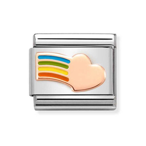 Classic Rose Gold Rainbow Heart Charm