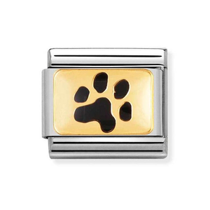 Classic Gold & Enamel Black Paw Print Charm