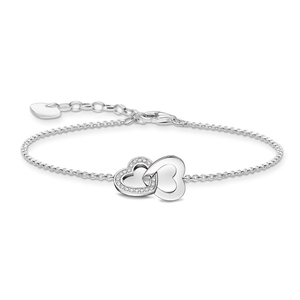 Silver CZ Interlocking Hearts Bracelet