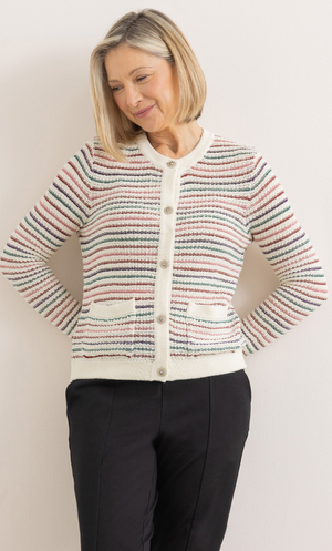 Anna Rose Striped Cardigan - Ivory/Multi