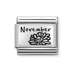 Classic Silver November Chrysanthemum Flower Charm
