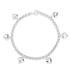Signature Silver Heart Charm Style Bracelet
