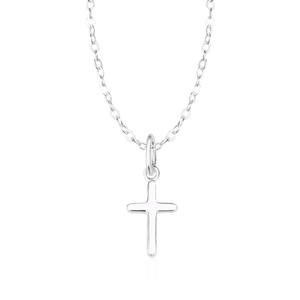 Signature Children's Silver Small Rounded Cross Necklace