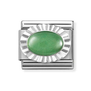 Classic Silver Faceted Edge Green Aventurine Charm