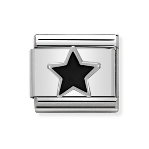 Classic Silver Black Star Charm