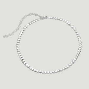 CANDY Love Silver Flat Interlinked Hearts Choker Necklace