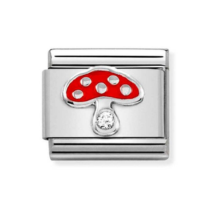Classic Silver & CZ Mushroom Charm