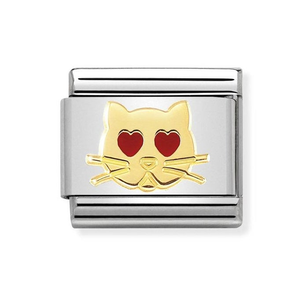 Classic Gold Cat with Heart Eyes Charm