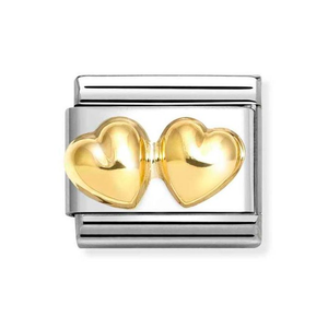 Classic Gold Double Rounded Hearts Charm