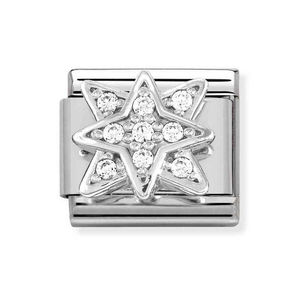 Classic Silver CZ Wind Rose Charm