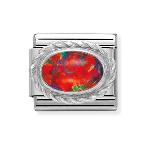 Classic Silver Red Opal Charm