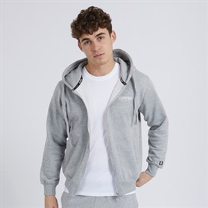 Duffer Mens Legacy Zip Through Hoodie Grey Marl