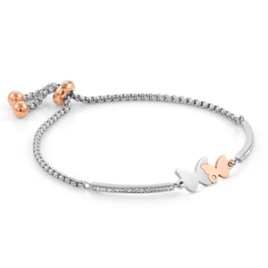 Milleluci Stainless Steel & Rose Gold Double Butterfly Bracelet