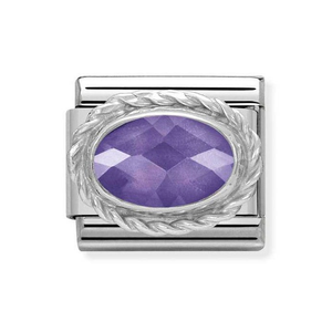Classic Silver Faceted Violet CZ Charm