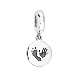 Signature Silver Disc Handprint/Footprint Engraving Pendant Charm