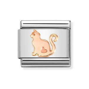 Classic Rose Gold Cat Heart Charm