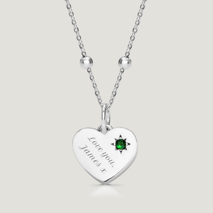 CANDY Love Silver & Emerald Heart Necklace