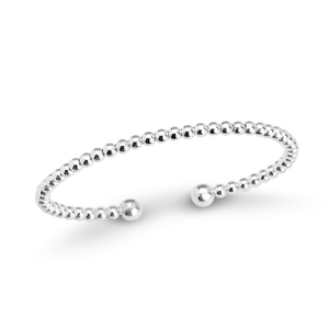 Signature Silver Beaded Torque Bangle