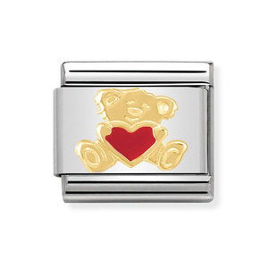 Classic Gold Bear with Red Heart Charm