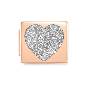 GLAM Rose Gold Glitter Heart Charm