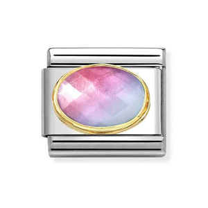Classic Gold Faceted Light Blue & Rose Charm