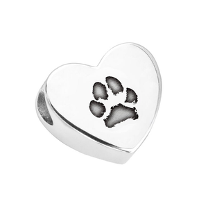 Signature Silver Heart Paw Print Engraving Charm