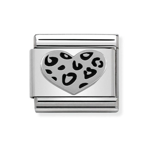 Classic Silver Leopard Print Heart Charm